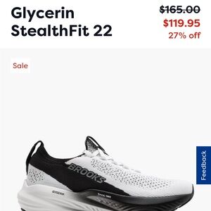 Brooks Glycerin StealthFit 22 Black and White Shoes